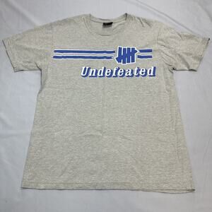Undefeated Shirt Mens Large Gray Stripe Play Dirty Streetwear Retro Y2K